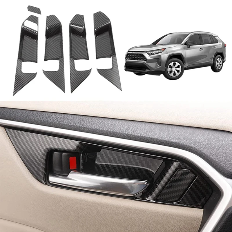 

Inner Door Bowl Trim Interior Door Bowl Cover ABS Carbon Fiber For Toyota RAV4 2019-2022