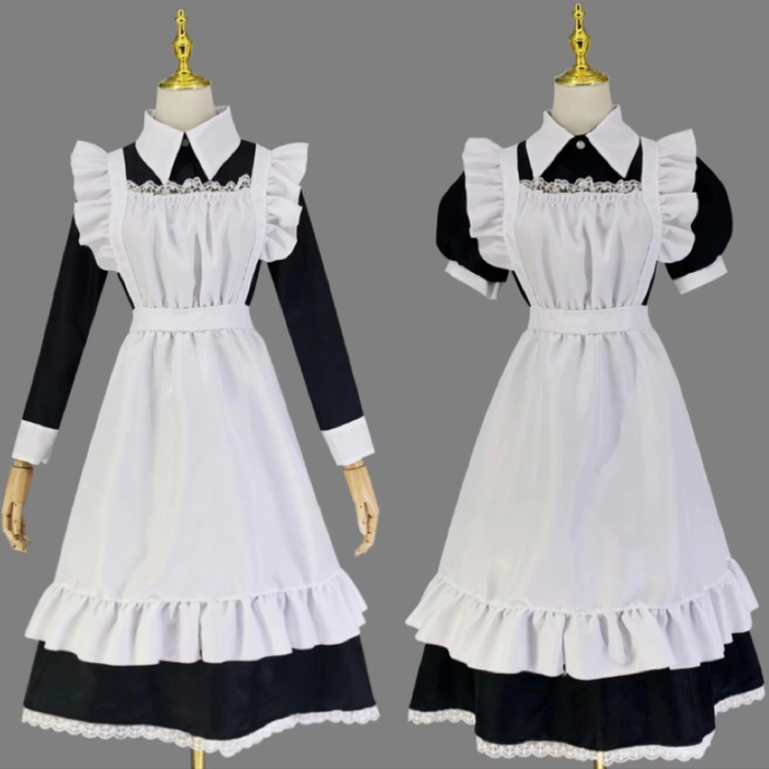 

2022 Women Cute Maid Outfit Apron Dress Cross Dressing Housekeeper Japanese Uniforms Halloween Cosplay Costume Free Shipping