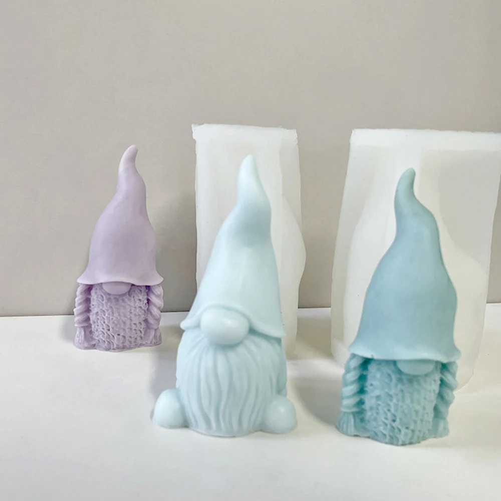 

Santa Beard Faceless Gnome Candle Silicone Mold Molde De Silicona Christmas Decoration Fast Drop Shipping