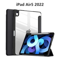 for ipad air 5 case 2022 10 9 inch air5 case new protective shell pu leather transparent cover