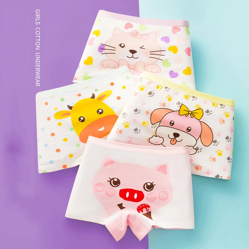 Трусы-боксеры для девочек хлопковые мягкие дышащие 4 шт./лот |