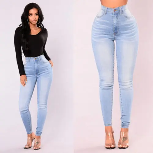 

2021 New Autumn and Winter Casual Fashion Slim Bag Hip Pencil Jeans Skinny Slim Blue Plus Size Women's Jeans