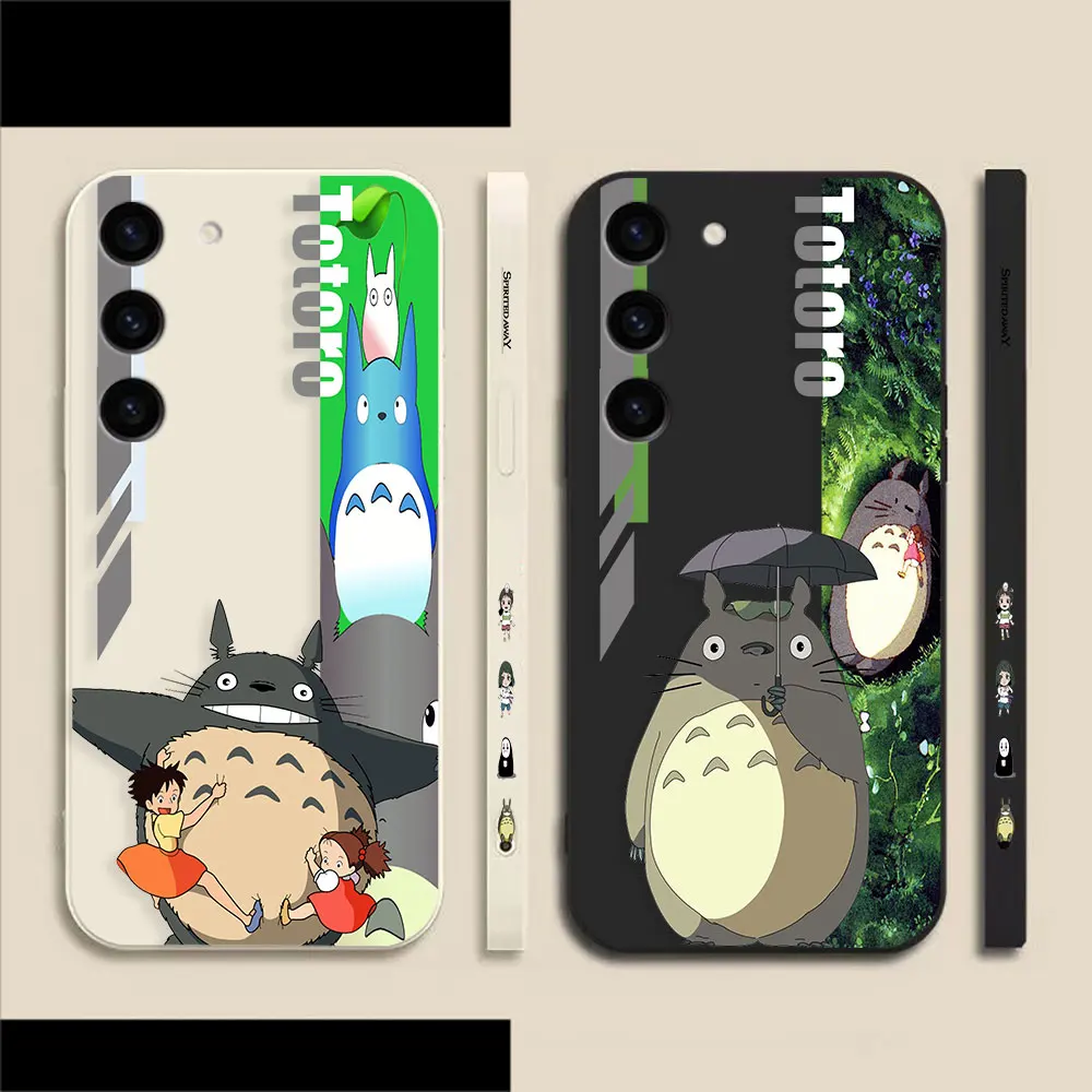 

Cute Spirited Away Totoro Phone Case For Samsung Galaxy S23 S22 S21 S20 FE S11 S11E S10 S10E Ultra Plus 4G 5G Colour Liquid Case