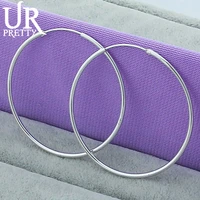 925 sterling silver jewelry 50mm circle hoop earrings for women engagement wedding party birthday fashion gift