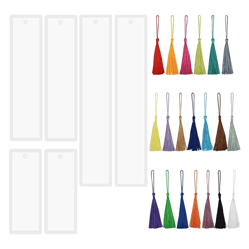 

Bookmark Molds For Resin Casting 6Pcs Resin Molds With 40Pcs Tassels Epoxy Resin Molds For Chain DIY Art Craft
