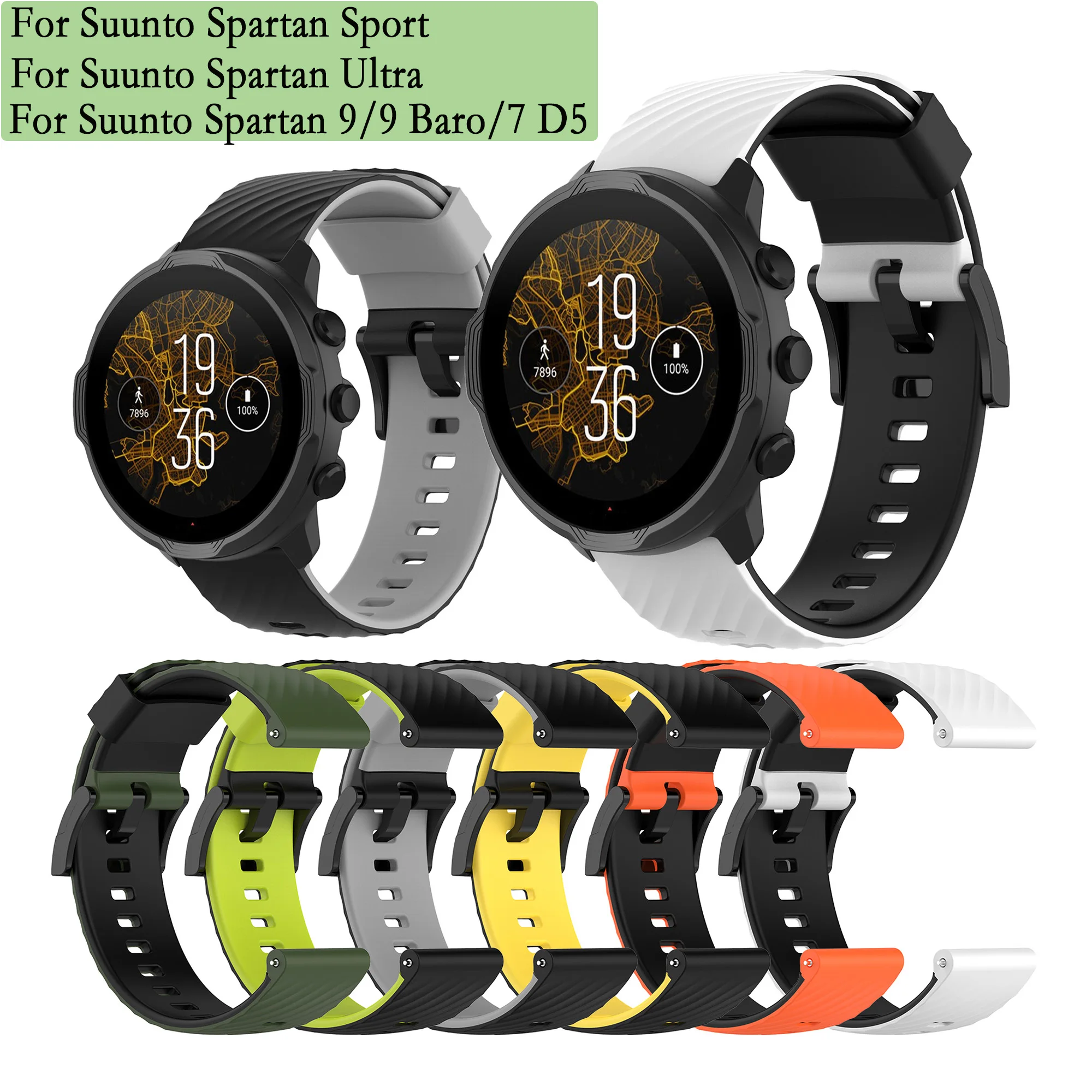 

Soft Silicone 24mm Wristbands For Suunto 7/D5/Sport baro/spartan sport/Spartan Sport Wrist HR bracelet for Suunto 9 Baro/9 Strap