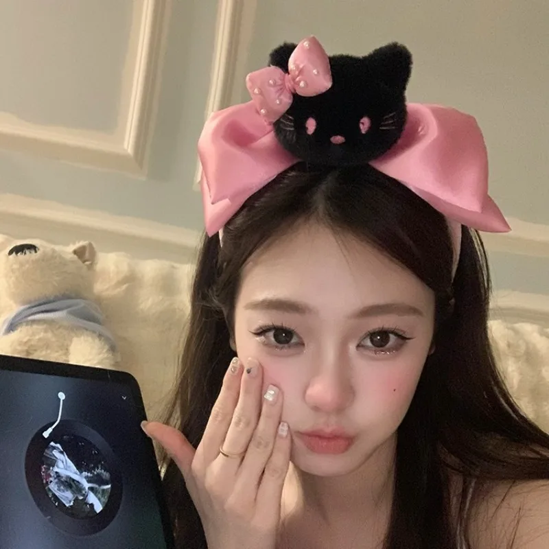 Женская повязка для волос Hello Kitty Sanrio с аниме бантом на голову в стиле принцессы