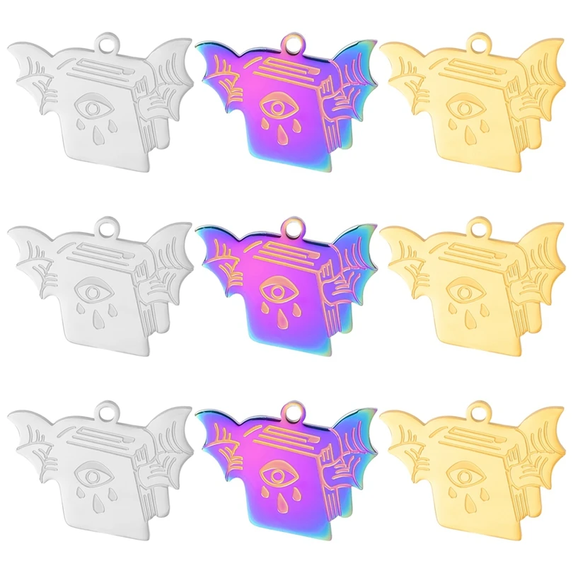 

3/6pcs Fashion Evil Eyes Demon Book Charms Pendant For Jewelry Making Stainless Steel Halloween Pendant DIY Necklace Accessories