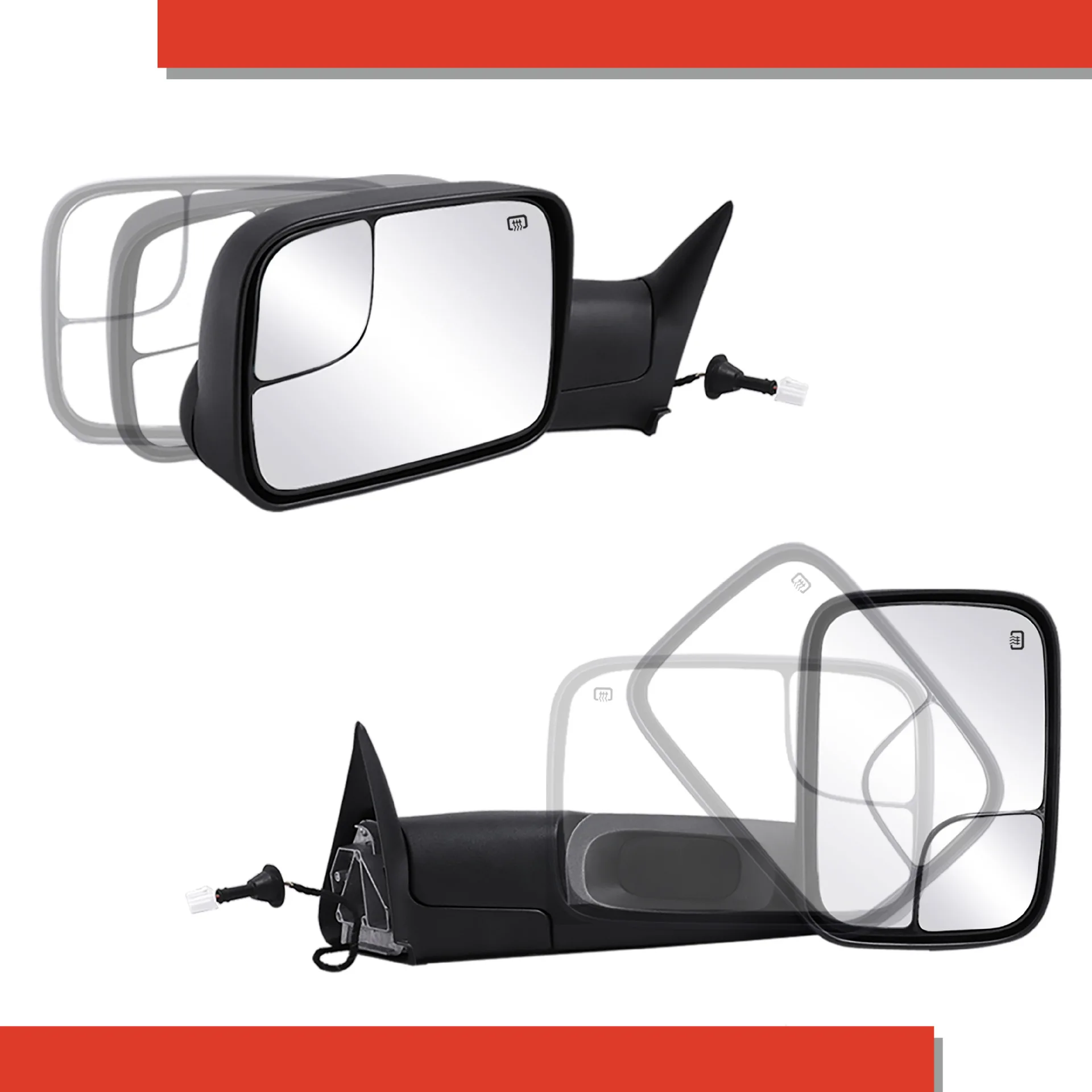 

For 1998-2001 Dodge Ram Heatable Pickup Truck Rear View Towing Mirror Reversing Mirror 7281-98-EH
