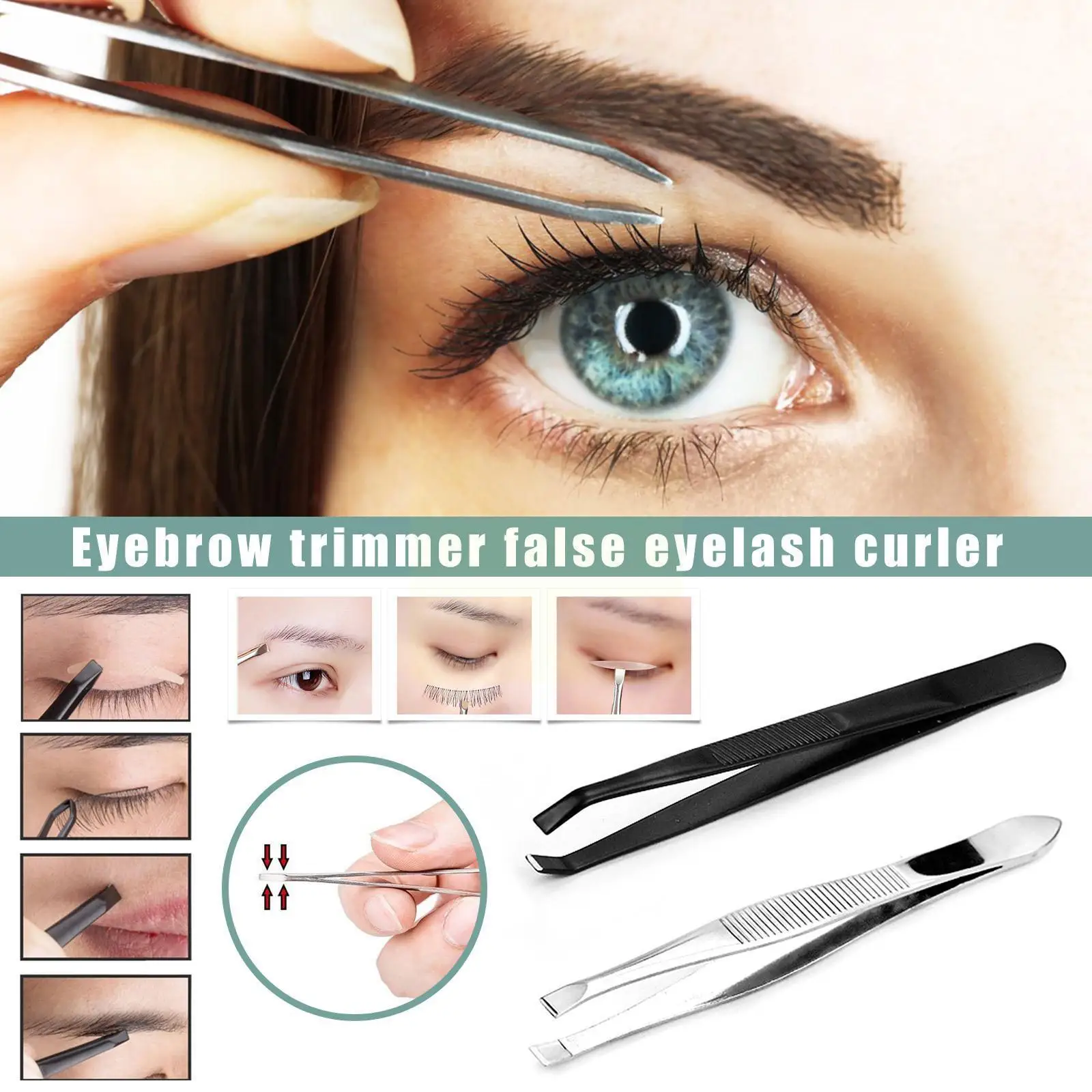 

1PC Eyebrow Tweezer Steel Slant Tip Eyes Tweezer Clip For Face Hair Removal Make Up Tools Pince A Epiler S0C7