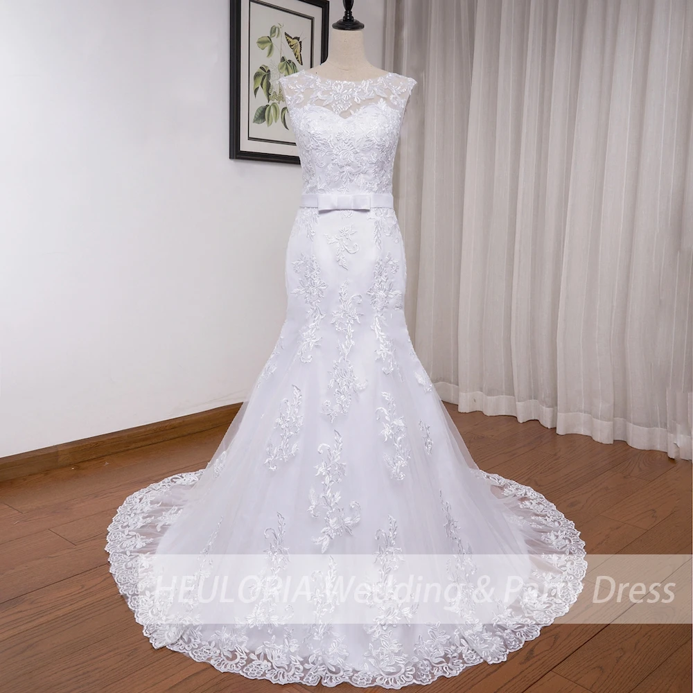 

Mermaid Wedding Dresses plus size O neck lace applique Bride wedding dres Dress Robe de mariage customize