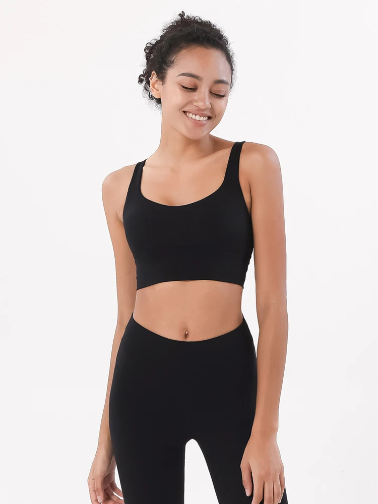 Women's Sports Bra Nylon Moisture Wicking Shockproof Bra Sports Workout Gym Clothing Tops Running Workout Yoga Bra Sportswear