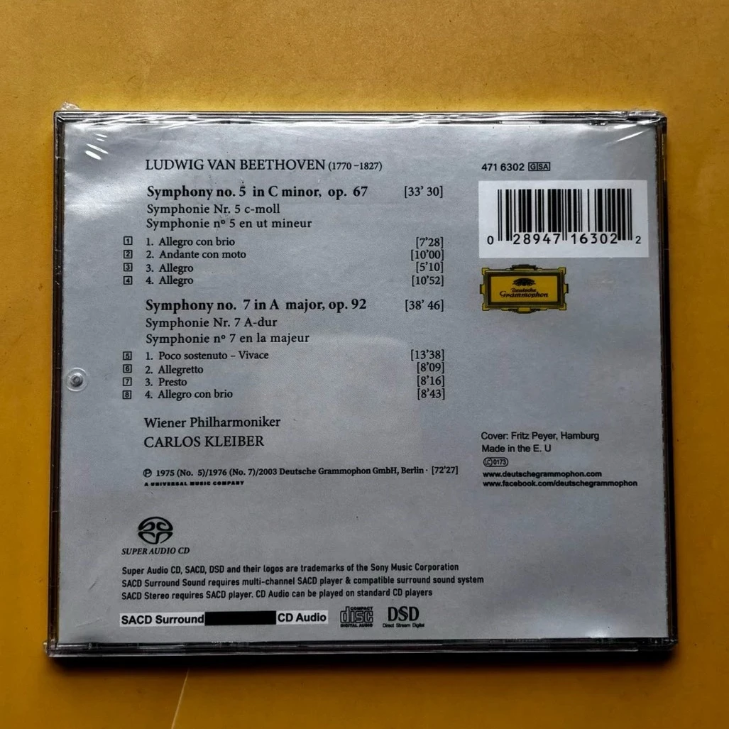 Классический Wiener Philharmoniker Carlos Kleiber Музыкальный компакт-диск Beethoven Symphonie No. 5 и 7 альбом Музыкальная запись Косплей Soundtracks Box (art.: 3920d2a7ffca0) - 3920d2a7ffca0