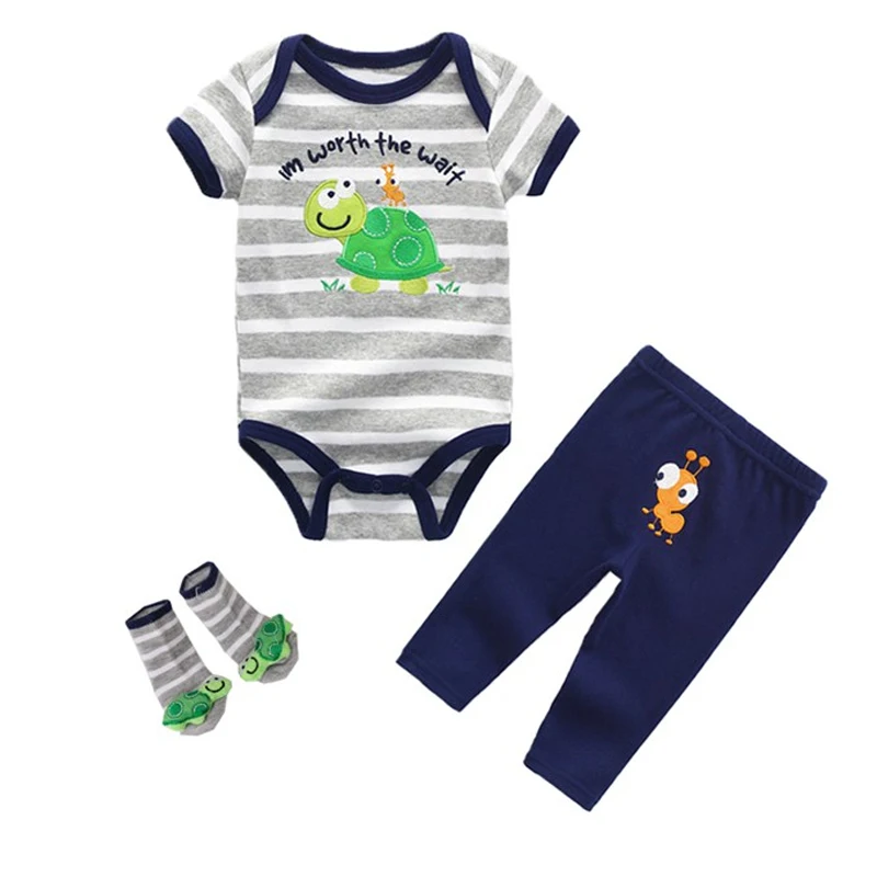 2022 Baby Boys Clothes Sets Animal Tops Romper+Pants+Socks Similar Suit Cotton roupa infantil clothing newborn baby girl outfit | Детская