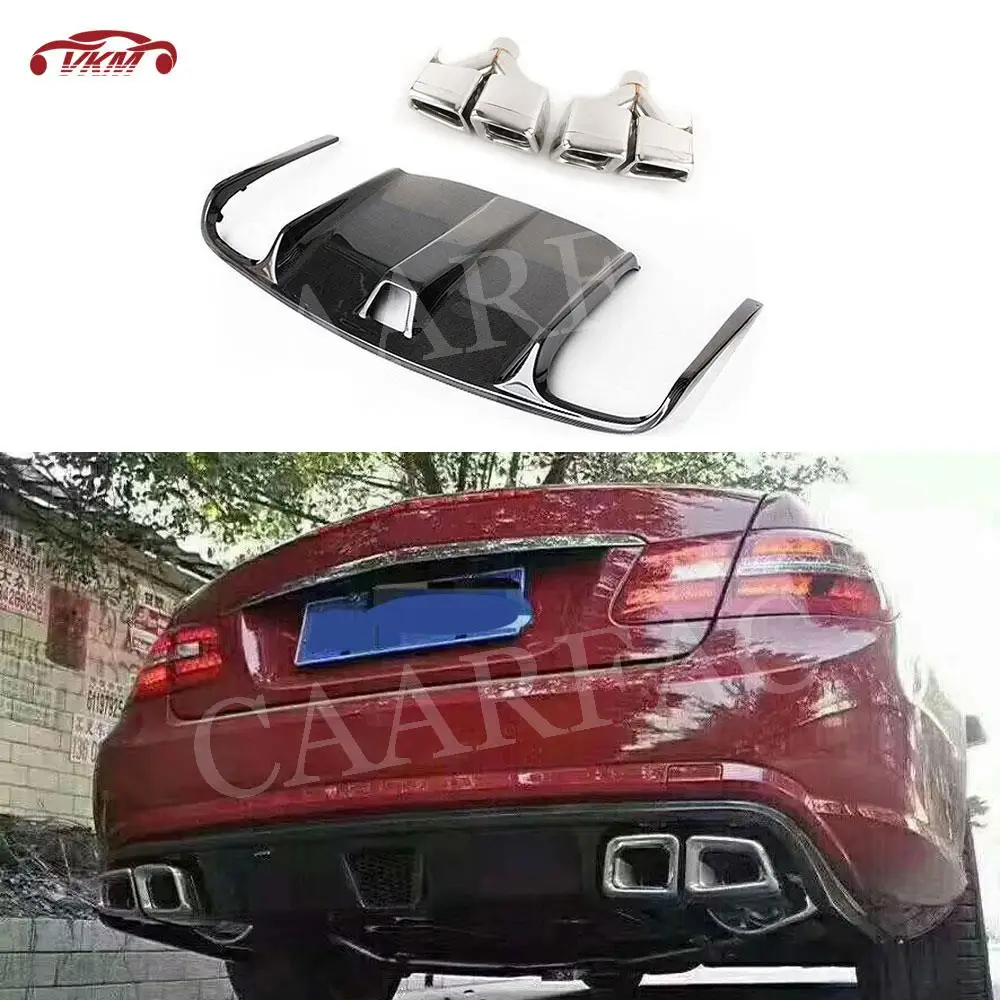 

Carbon Fiber Car Rear Bumper Lip Diffuser with Exhuast Tips For Benz E Class W207 C207 E260 E300 E350 Sport Coupe 2009-2012