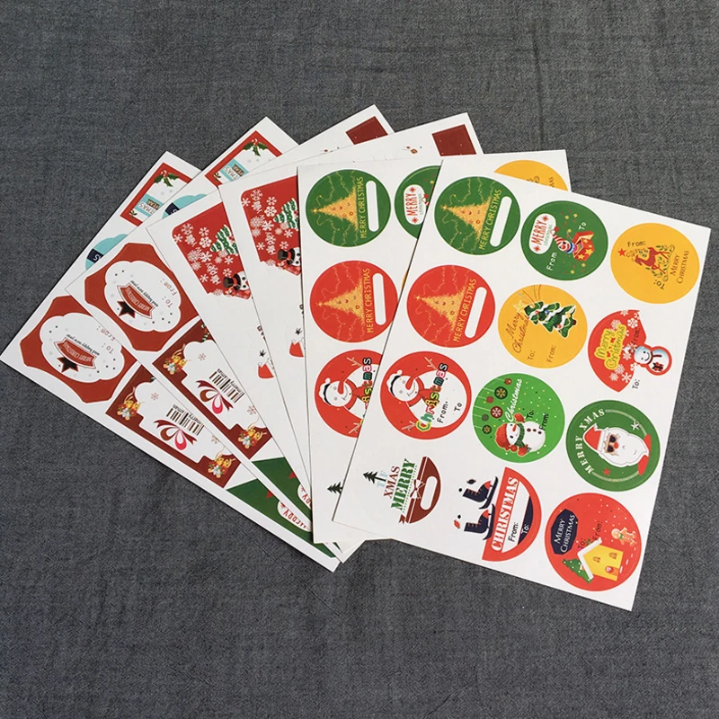

free shipping 900pcs/lot Christmas Sticker Round Christmas Three Design Stickers For Happy New Years And Party
