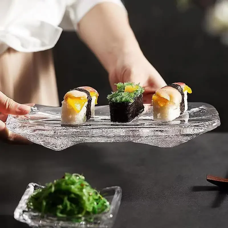 Японская Стеклянная Доска для сашими ледяные речные суши кухонные блюда