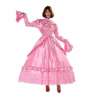 hot selling lockable gothic lolita sissy girl punk satin dress fake fairy large sleeve clothing customization