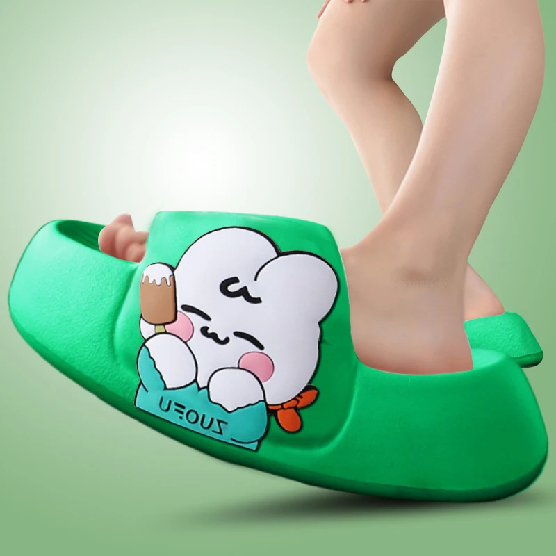 Summer Home Slippers for Women Cute Cartoon Rabbit Soft Thick Sole Shoes for Woman Casual Indoor Slides Female House Slippers