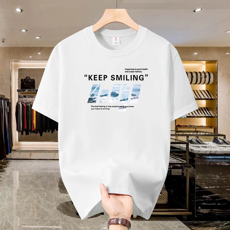 Футболка из 100% хлопка для мужчин и женщин KEEP SMILING футболка с принтом топы