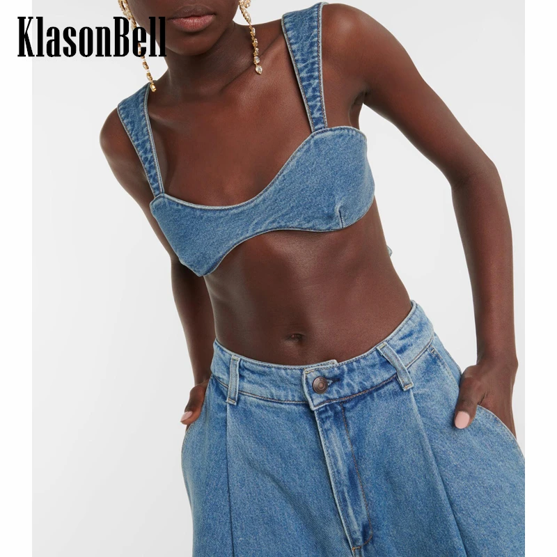 

2,7 KlasonBell модный дизайнерский пикантный короткий джинсовый топ на шнуровке с открытой спиной или прямые джинсы для женщин
