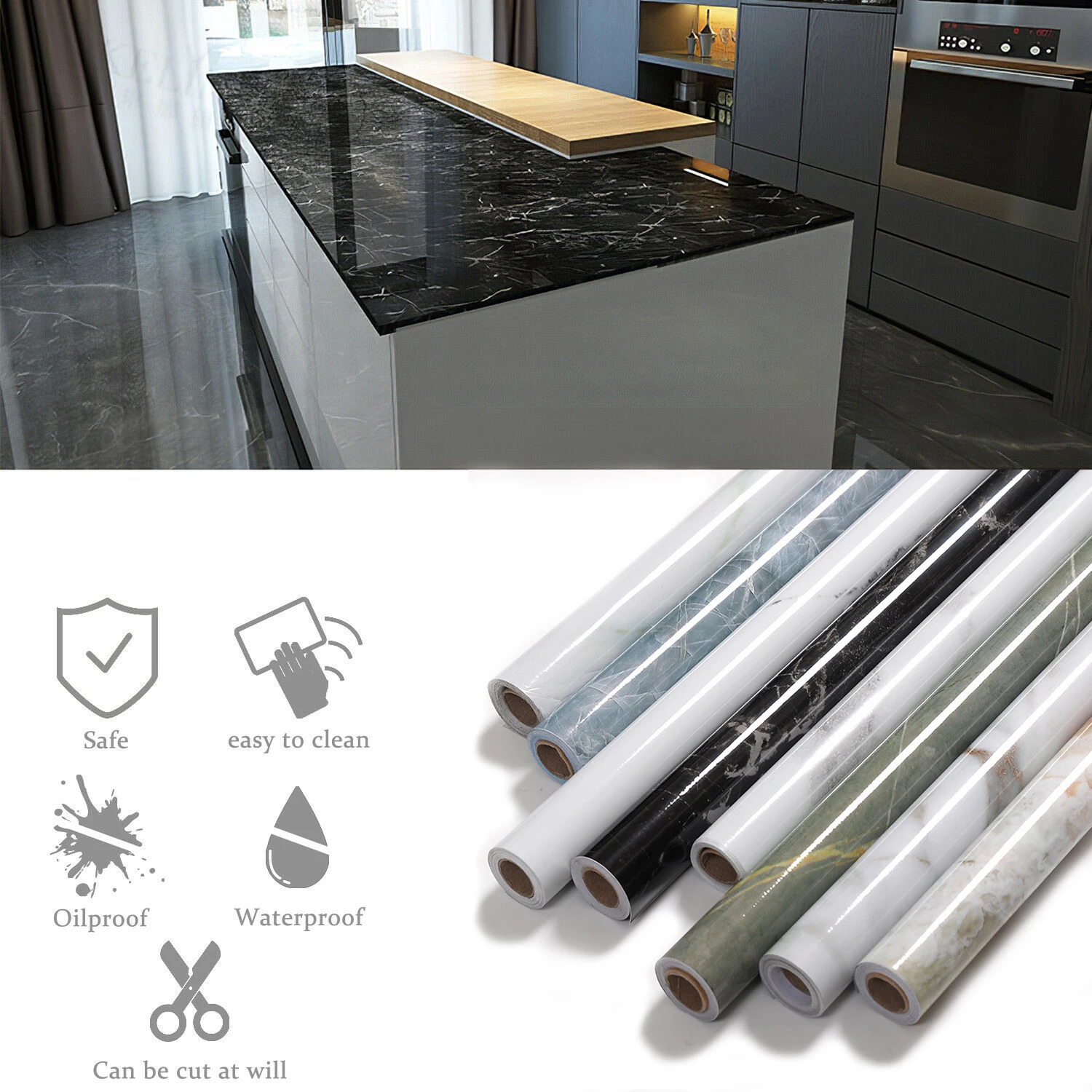 

Marble Vinyl Film Self Adhesive Wallpaper for Bathroom Kitchen Cupboard Countertops Contact Paper PVC Waterproof Wall Stickers