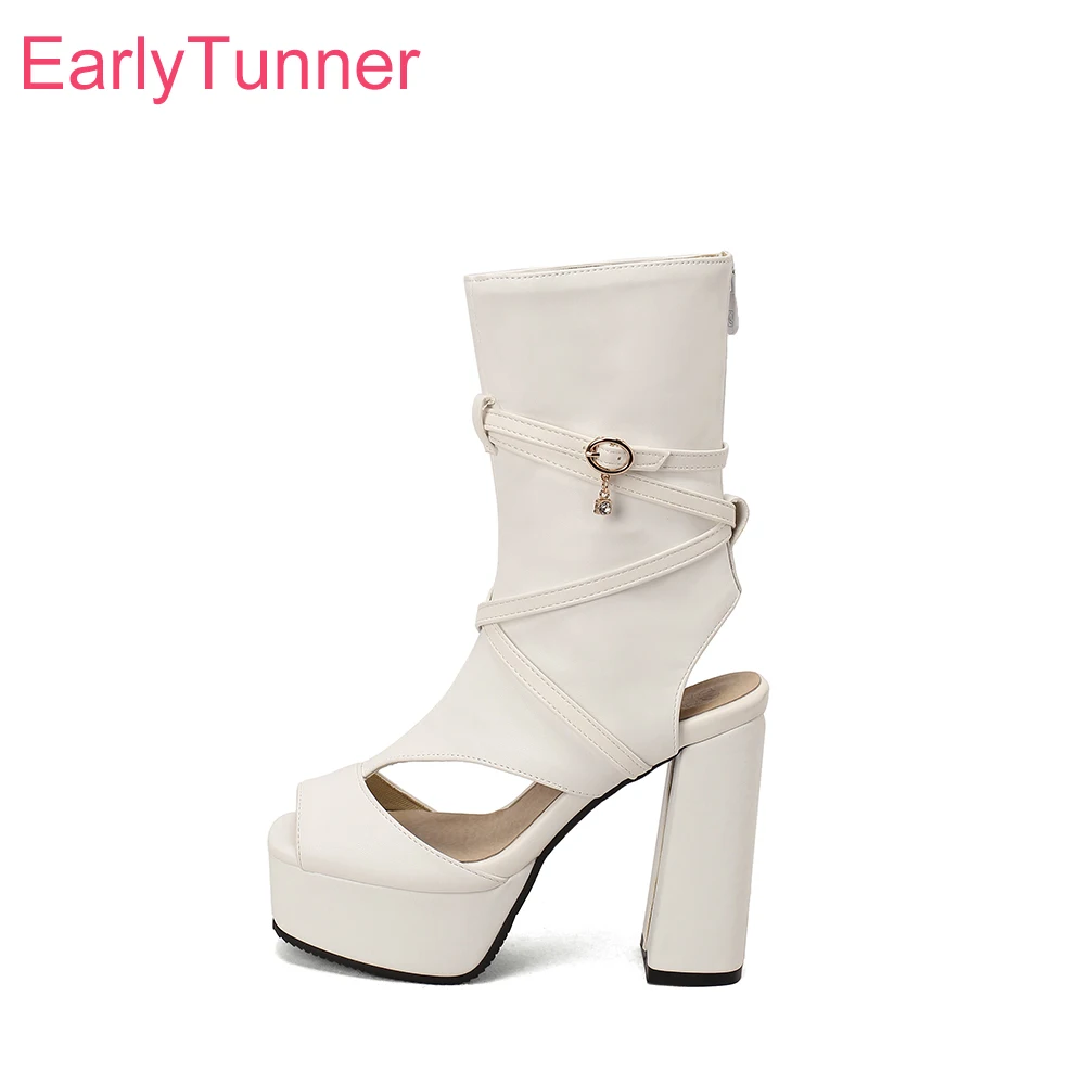 2023 New Summer Glamour White Yellow Women Platform Sandals Hot Super High Heels Lady Dress Shoes Plus Big Size 12 43 45 50