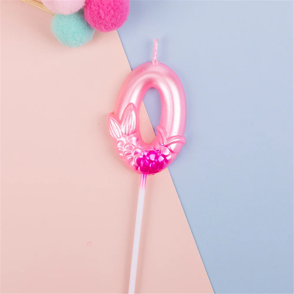 10 шт. свечи в виде цифр хвоста русалки для выпечки 0-9 розовые синие цифровые