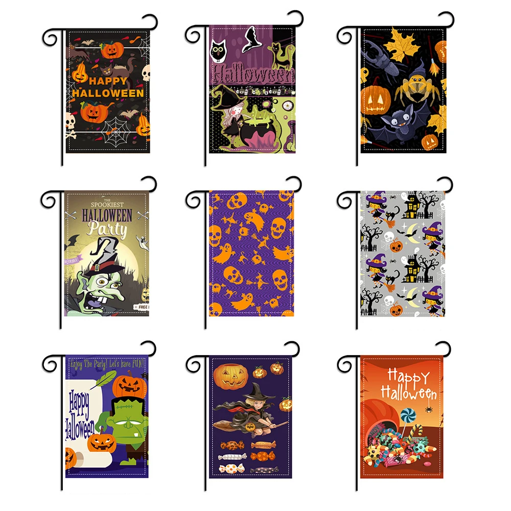 

1x Happy Halloween Garden Decoration Witch Flag Scene Arrangement Yard Banner Festive Atmosphere Garden Banner No Flagpole