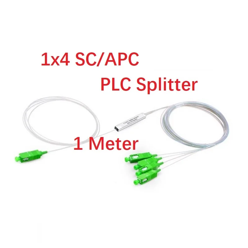 1x4 1Meter 1pcs SC/APC PLC Splitter Optical Fiber High Quality SM 0.9mm Steel Tube FTTH Fiber Optic PLC Splitter