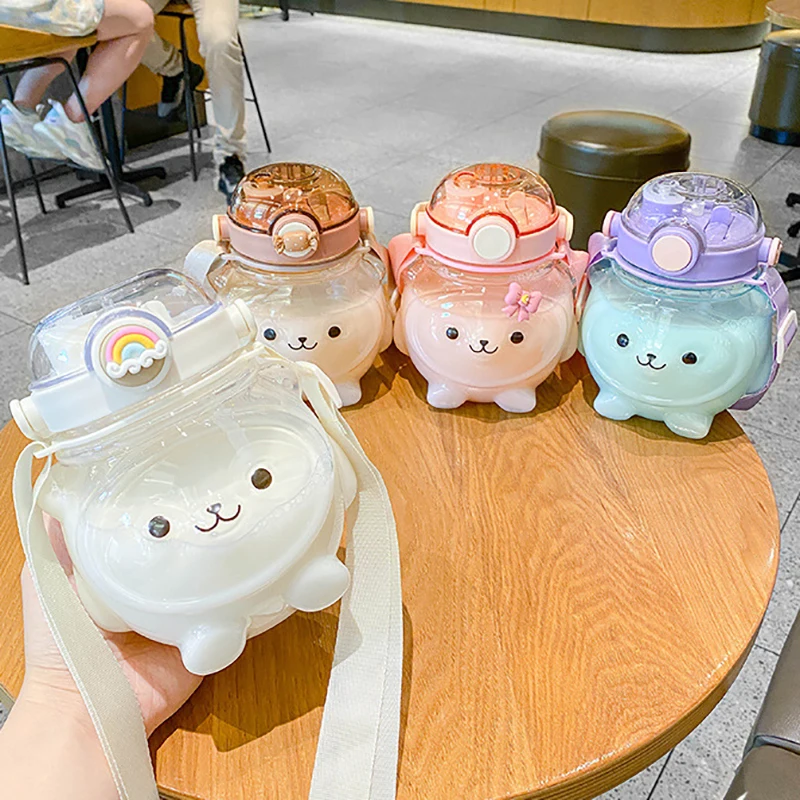 

Large Capacity Cute Bear Creative Water Bottle For Girl Straw Cup Travel Outdoor Home Drinking Mug Gift