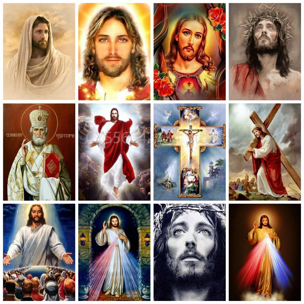 

Jesus religion DIY 5D Diamond Painting Full Round Resin Mosaic Diamond Embroidery Picture Rhinestone Home Decor Gift