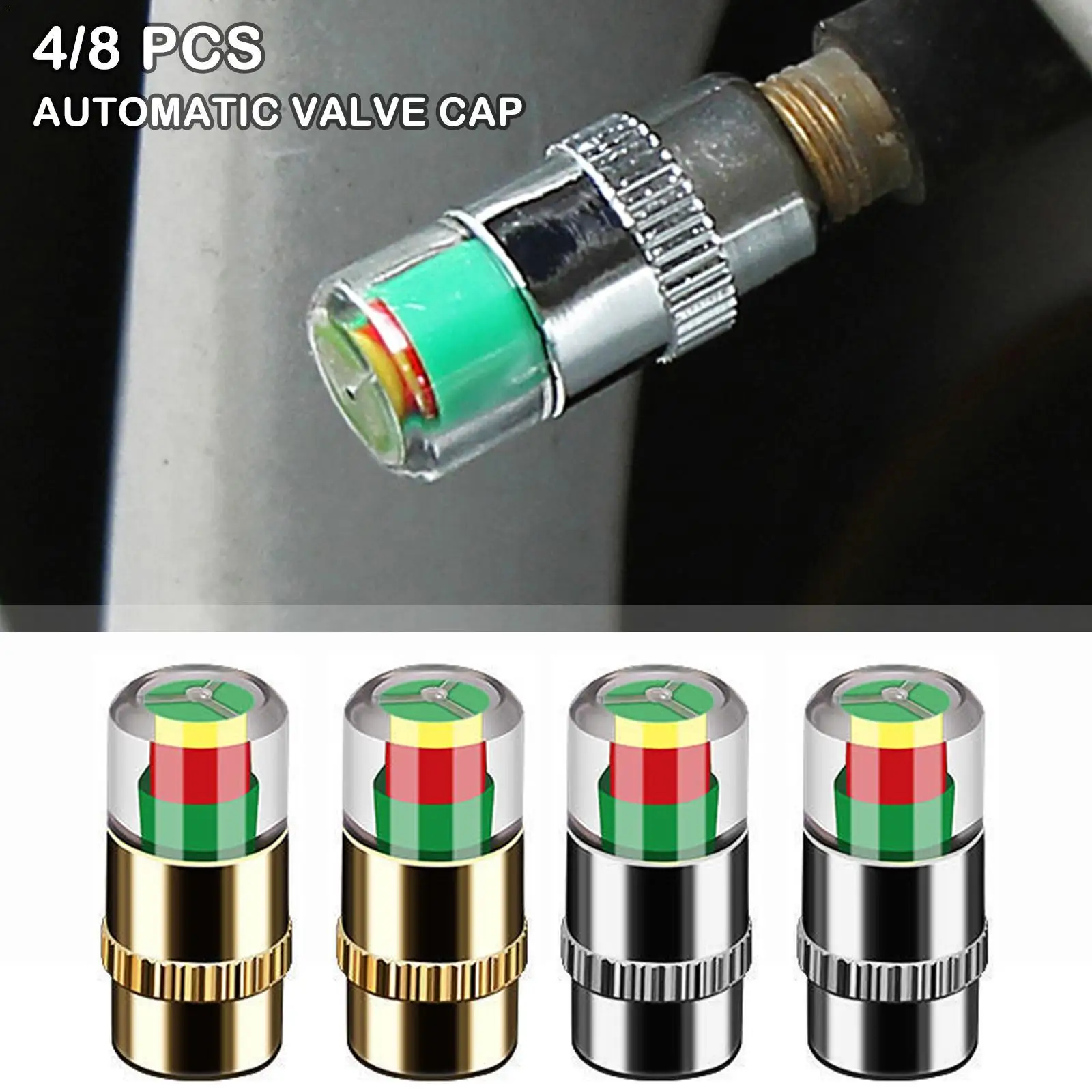 

4/8pcs 2.3 Bar Car Tire Pressure Guage Sensor Indicator Alert Monitoring Tool Tyre Indicator Alert Air Pressure Gauge