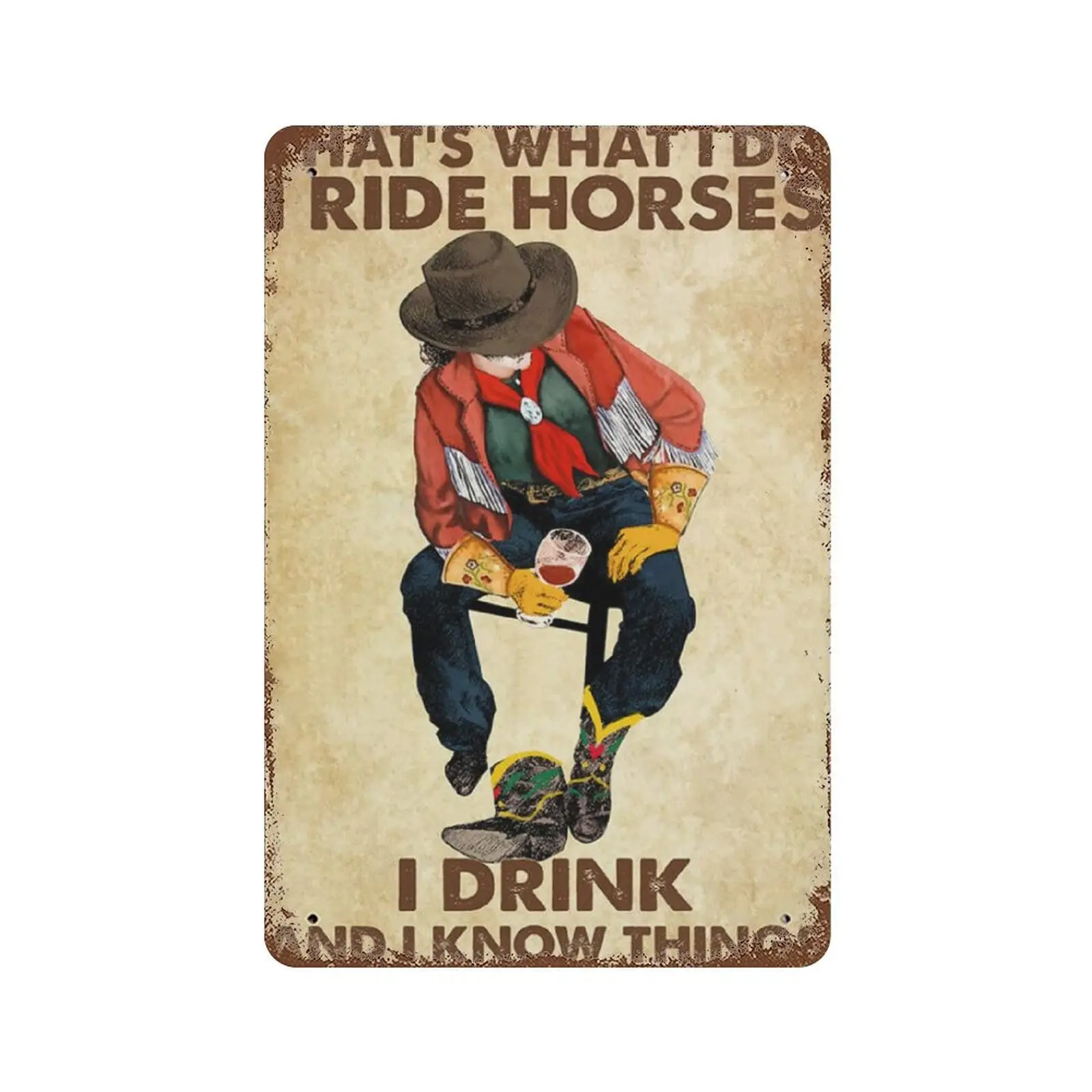 

Vintage Metal Tin Sign Plaque,That What I Do I Ride Horses I Drink and I Know Things Tin Sign,Man cave Pub Club Cafe Home Decor