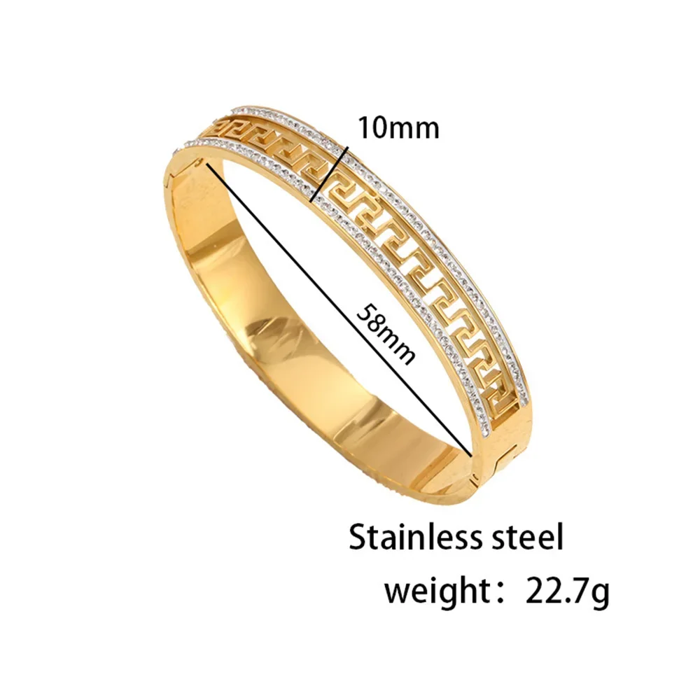 Изысканный женский браслет из нержавеющей стали с геометрическим рисунком