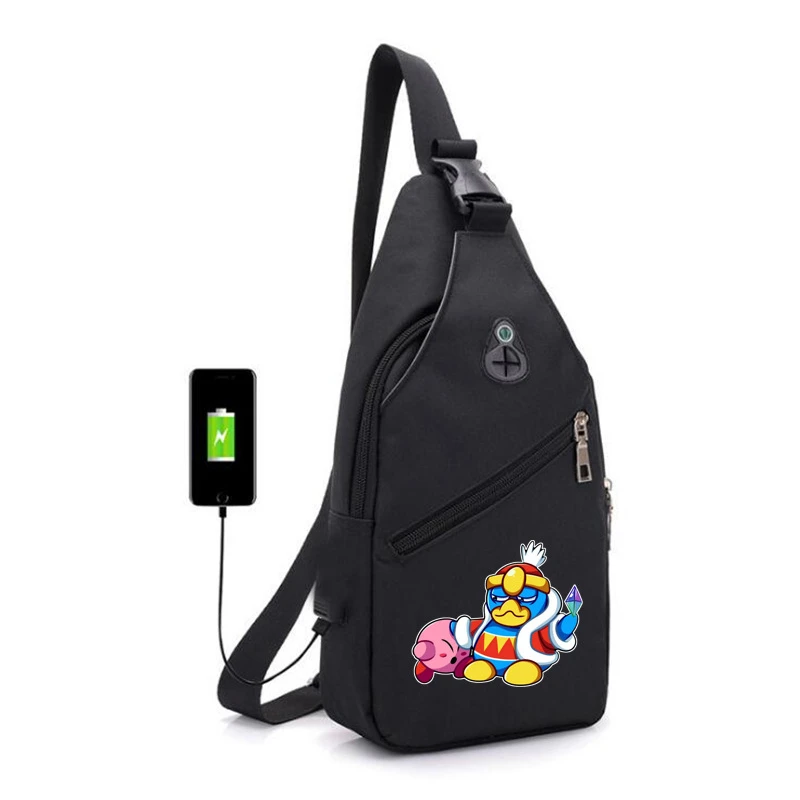 

Star Kirby Surrounding Tide Models Two-dimensional Personality One-shoulder Messenger Bag Trendy Smart Headphone Hole Chest Bag