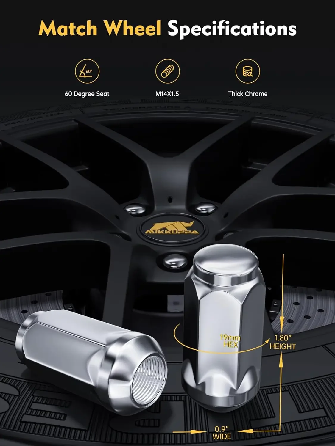 MIKKUPPA 24 шт. M14x1 5 узкие гайки с проушинами-3/4 дюйма шестигранные высота 1 8 ширина 0 9