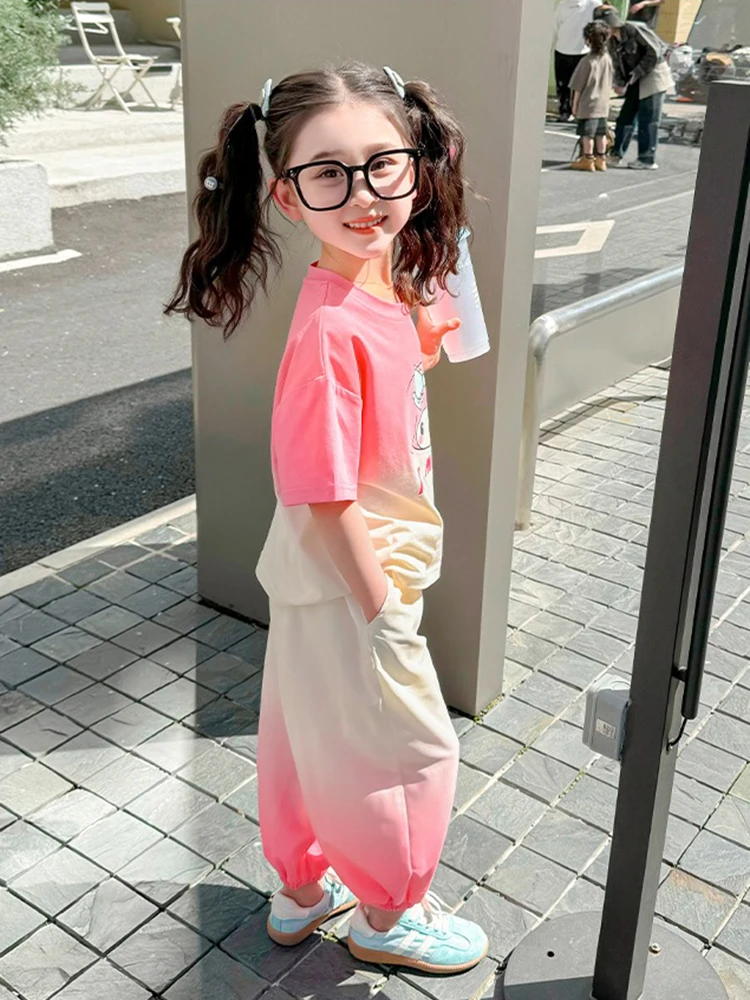 Детские комплекты из двух предметов с мультяшным принтом повседневные милые