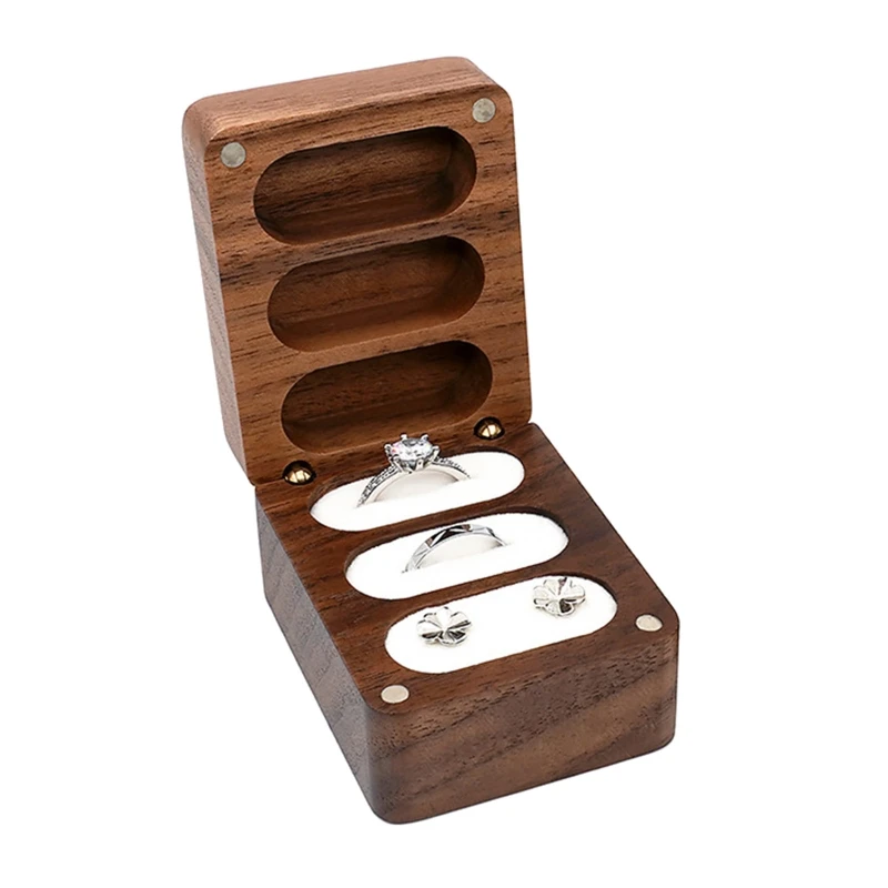 

Jewelry Ring Box Solid Wood Studs Earrings Stand Gift Wood Box Display Stand Jewelry Case Packing Wood Material 3 Colors