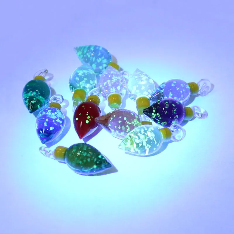 2 шт. миниатюрные рождественские шарм стеклянные подвески флуоресцентные