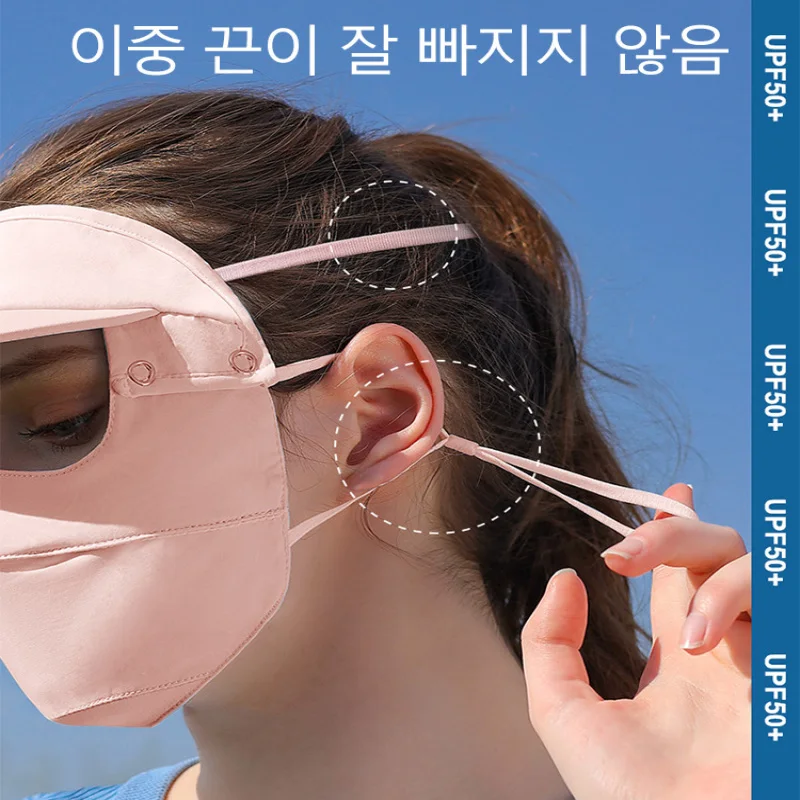 

New Summer Block UV Sunlight Face Protection Masked Cooling Hat Ice silk Women Bikinis Masked