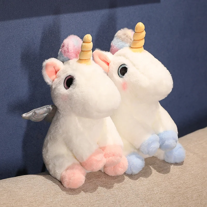 25cm Cute Unicorn Plush Toy Stuffed Ainmals For Children Furry Sitting Horse with Wings Plushies Kawaii Doll Birthday Gifts Girl images - 6