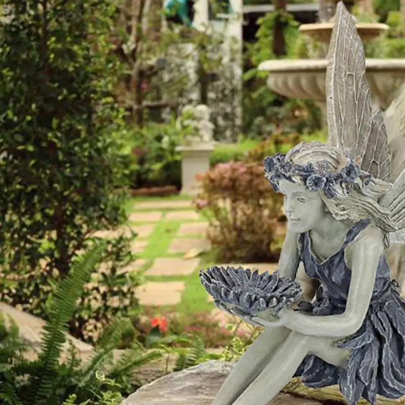 

Сказочная статуэтка в виде цветка страны чудес, украшение для сада, искусственный ангел, A4z5, декоративные полимерные статуэтки, уличное крыло S P8r7