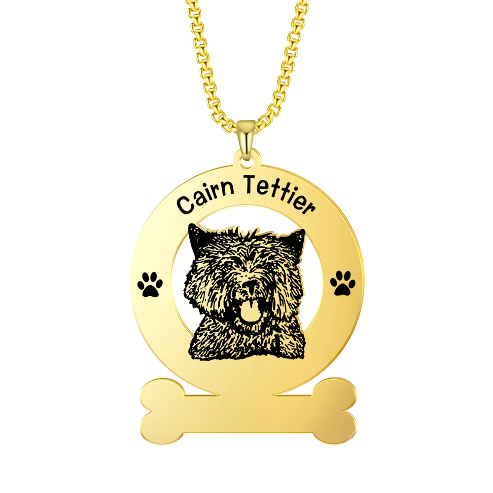 

Xincong Stainless Steel Jewelry 3 Colors 35x45mm Cairn Terrier Pendant Stainless Steel Necklace With 60cm Box Chain