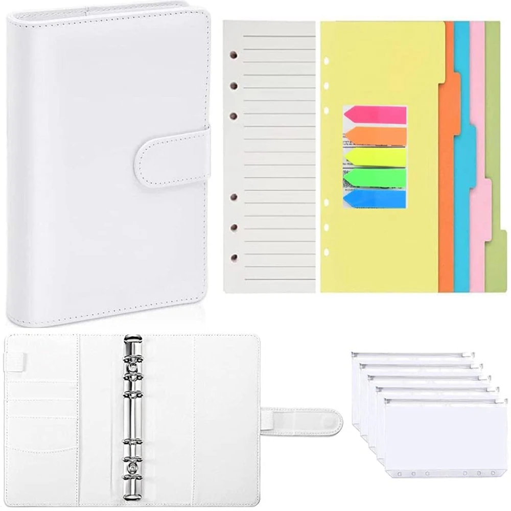 

A6 Binder Budget Planner Organizer with Page Markers for Cash Envelopes, Loose Leaf Papers,Binder Pockets and Index Dividers