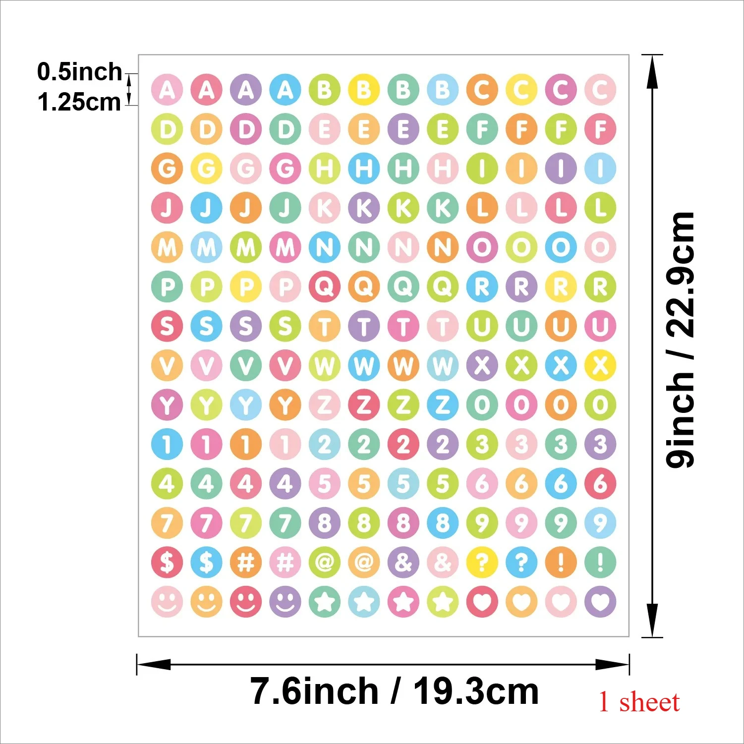 

Круглые водостойкие наклейки с алфавитом