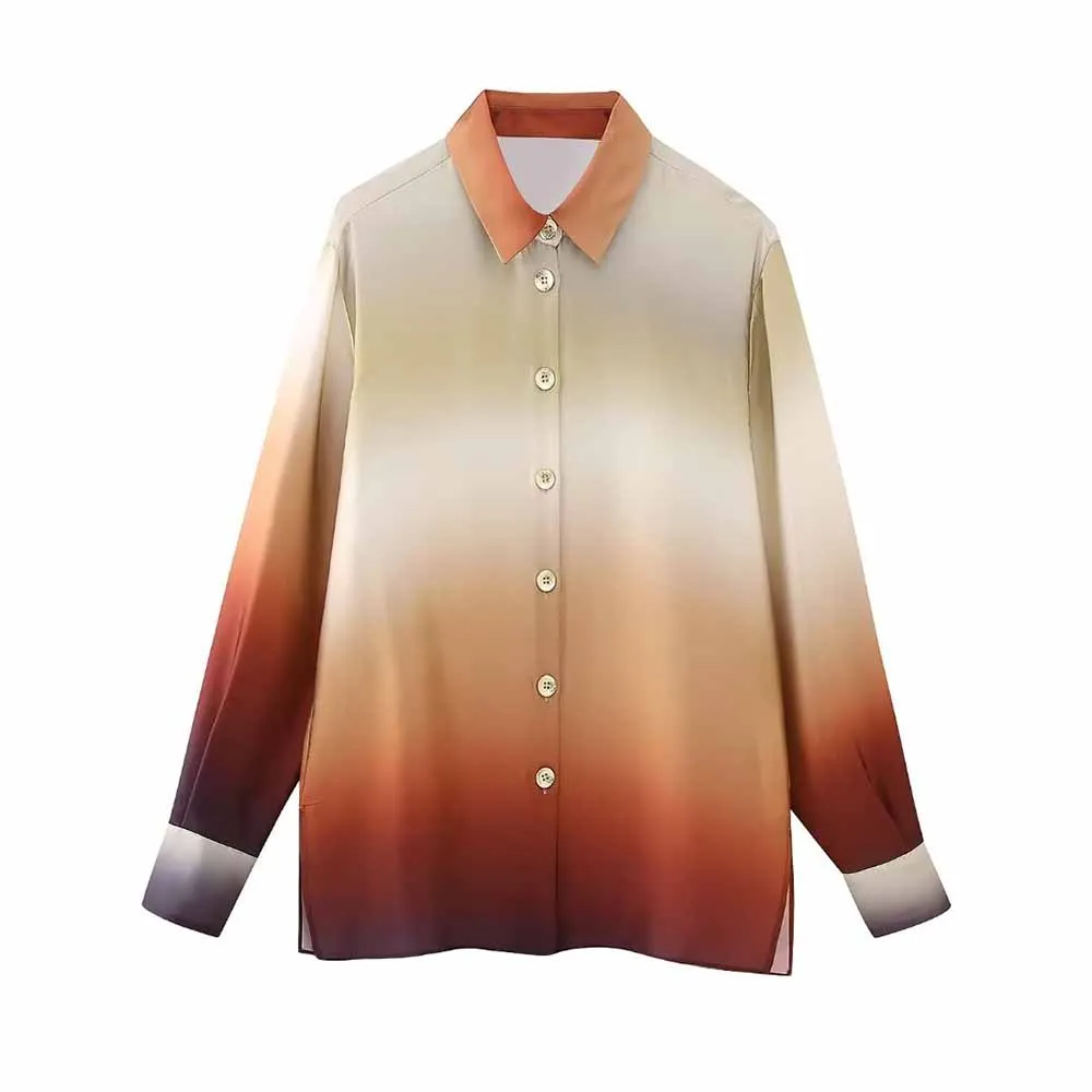 

Женская рубашка TRAF, модная новинка, топ с шелковой атласной текстурой, повседневная женская элегантная блузка в стиле ретро с длинным рукавом, 7888173