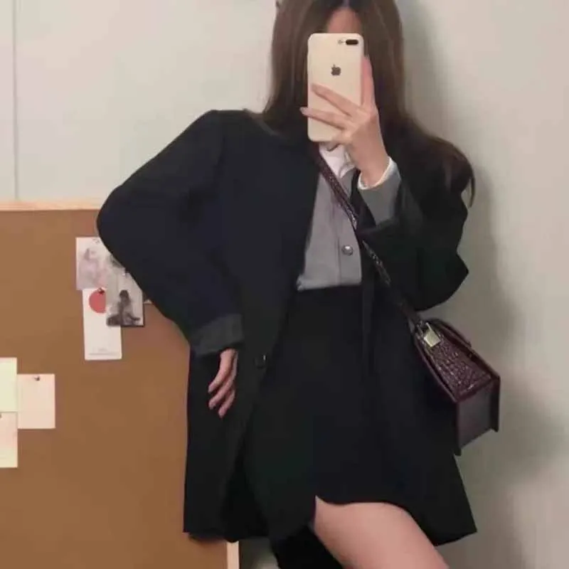 Весенне-осенний женский пиджак в британском стиле цвета хаки однотонный