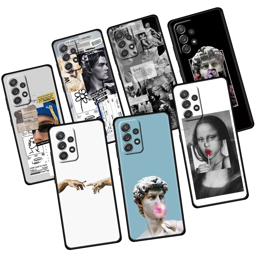 

Celular Case Coque Samsung Galaxy A12 A32 A51 A21s A50 A72 A52 A40 Great Art Aesthetic David Mona Lisa Silicone Back Funda