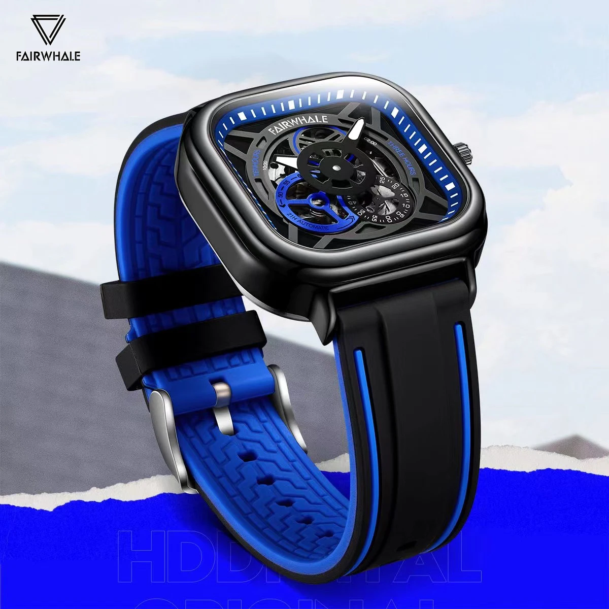 

Mark Fairwhale 2023 New Square Mechanical Watches Men's Trendy Automatic Wristwatch Luxury Brand Men's Waterproof Watch 6570